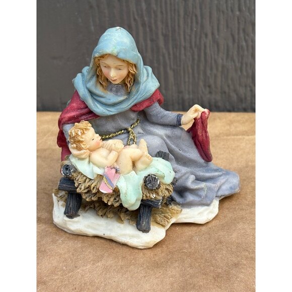 1996 Holiday Workshop Hand-Painted Resin Nativity Mary & Baby Jesus Replacement - Picture 1 of 5